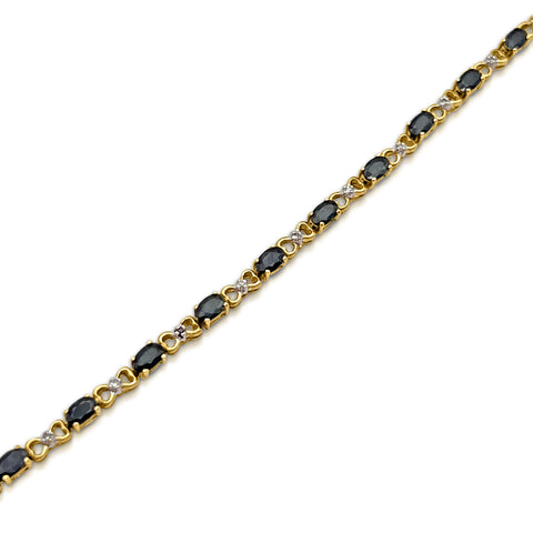 Natural Sapphire Bracelet 1/4 ctw Diamond Accents 14K Yellow Gold 7