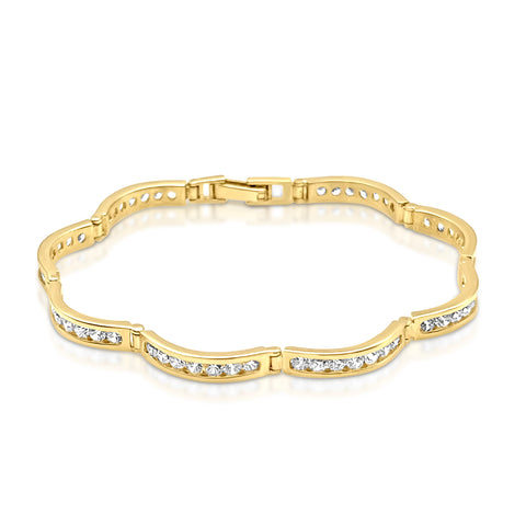 3.0 ctw Cubic Zirconia Bracelet 14K Yellow Gold 7"