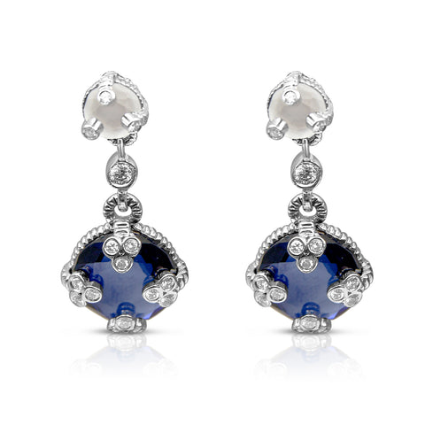 5 ctw Blue and White Sapphire Earrings 1.0 ctw Diamond Accents 18K White Gold