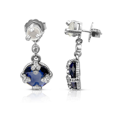 5 ctw Blue and White Sapphire Earrings 1.0 ctw Diamond Accents 18K White Gold