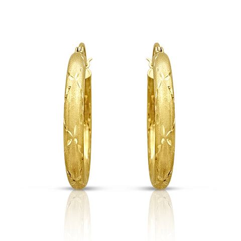 Diamond-cut Gold Hoop Earrings 14K Yellow Gold