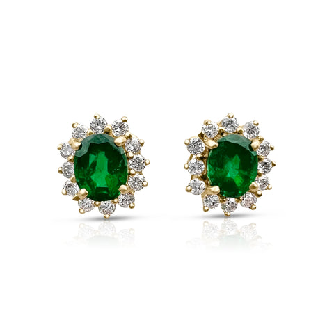 Emerald Earrings and 3/4 ctw Diamond