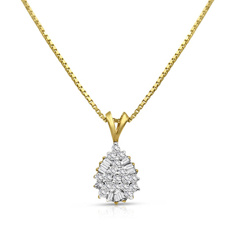 Teardrop Pendant Necklace 0.75 ctw Diamond Accents 14K Yellow Gold 18"