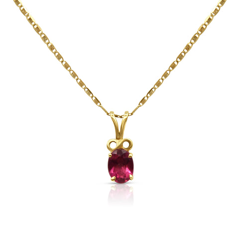1.0 ct Natural Imperial Garnet Pendant Necklace 14K Yellow Gold 20