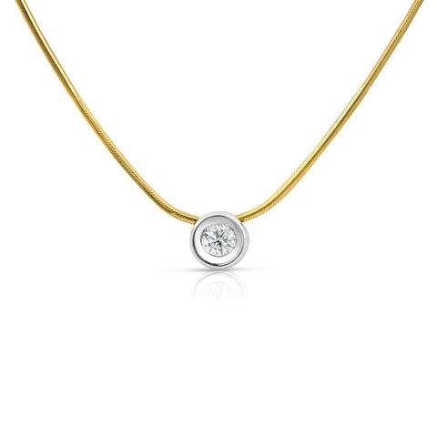 1/2 ct Round Diamond Pendant Necklace 14K Yellow Gold 17