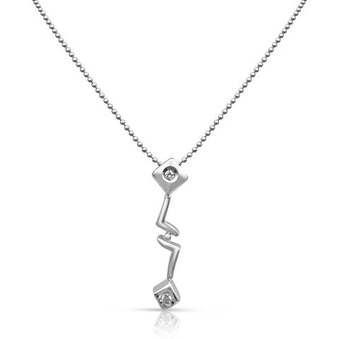 1/10 ctw Diamond Pendant Necklace 14K White Gold 16"