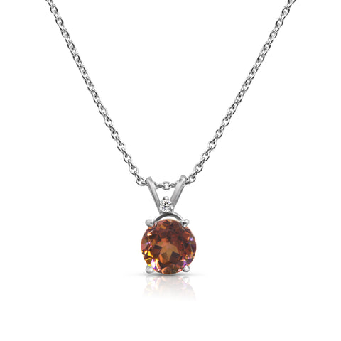 1 1/2 ct Lab-created Fire Citrine 1/10 ct Diamond Accent 14K White Gold 24