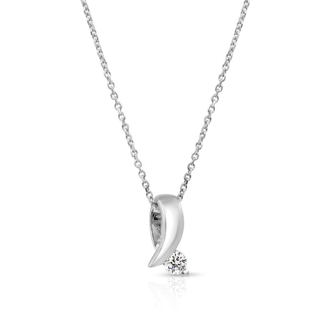 3/20 Ct Diamond Pendant Necklace 14K White Gold 18"