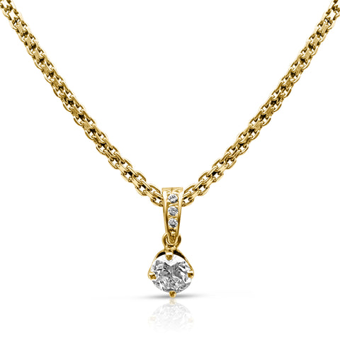 1.0 ctw Diamond Pendant Necklace 9/10 ct Diamond Center Stone 14K Yellow Gold 17"