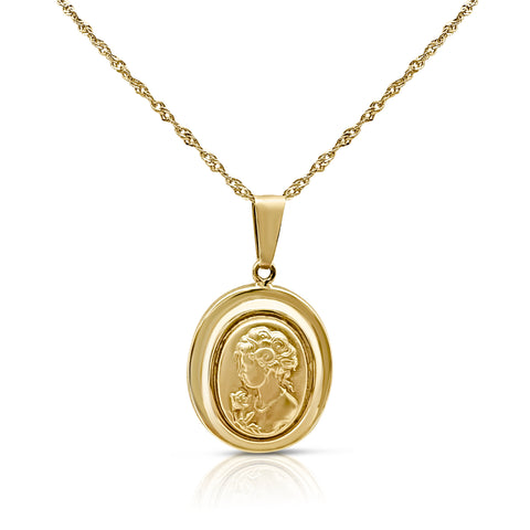 Women's Medallion Pendant Necklace 14K Yellow Gold 29"