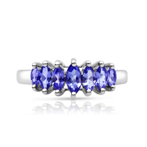 Marquise Tanzanite Ring 14K White Gold 7
