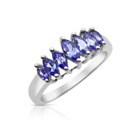 Marquise Tanzanite Ring 14K White Gold 7