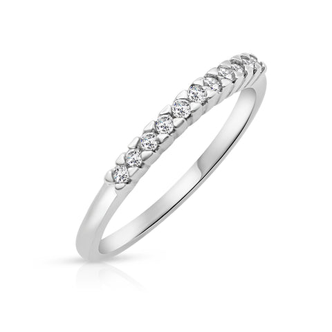 Wedding Band Ring 1/4 ctw Diamond Accents 14K White Gold 7.25