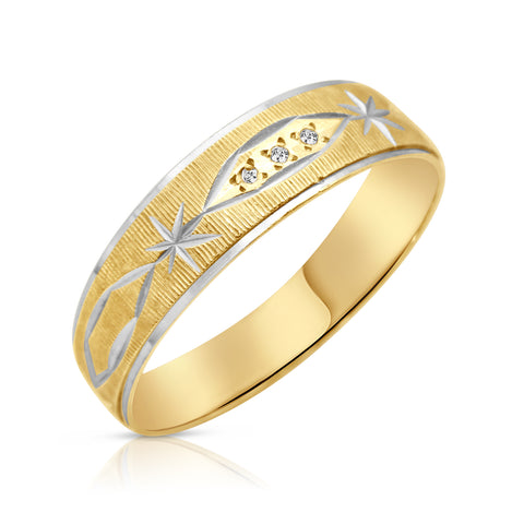 Men's Wedding Band Gold Ring 1/20 ctw Diamond Accents 10K Yellow Gold 10