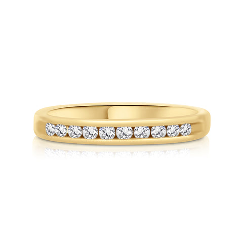Wedding Band Gold Ring 1/4ct Diamond Accents 14K Yellow Gold 7.25