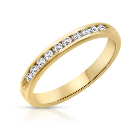 Wedding Band Gold Ring 1/4ct Diamond Accents 14K Yellow Gold 7.25