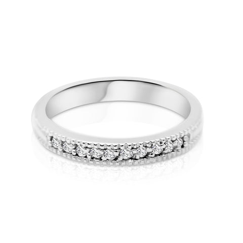Wedding Band Gold Ring 1/4ctw Diamond Accents 10K White Gold 7
