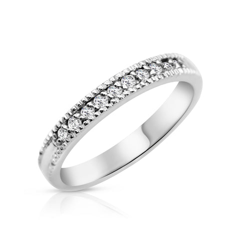 Wedding Band Gold Ring 1/4ctw Diamond Accents 10K White Gold 7