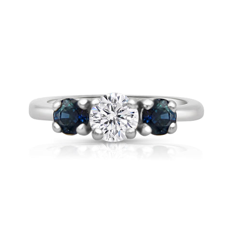 Sapphire and Diamond Promise Ring 1/2ct Diamond 14K White Gold 4.25
