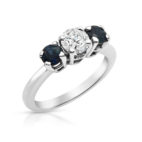 Sapphire and Diamond Promise Ring 1/2ct Diamond 14K White Gold 4.25