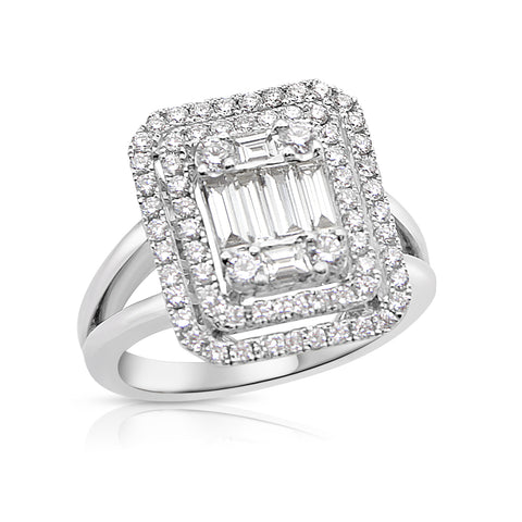 18K White Gold Baguette Diamond Ring