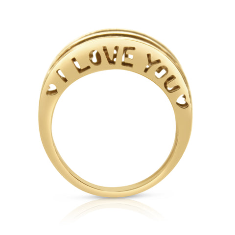 Wedding Band "I Love You" Ring 1/4 ctw Diamond Accents 10K Yellow Gold 5.25