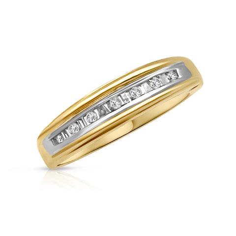 Wedding Band "I Love You" Ring 1/4 ctw Diamond Accents 10K Yellow Gold 5.25