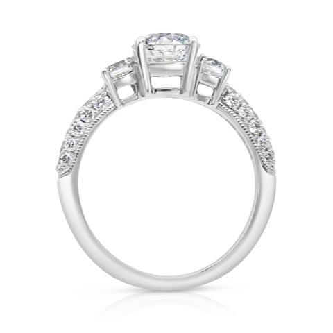 1 1/10 ct Diamond Engagement Ring 2 ctw Diamond Accents 14K White Gold 5.75