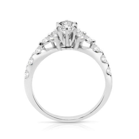1/2 ct Diamond Engagement Ring 1ctw Diamond Accents 14K White Gold 7.5