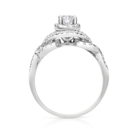 1/2 ct Round Diamond Engagement Ring 1 1/2 ctw Diamond Accents 14K White Gold 8