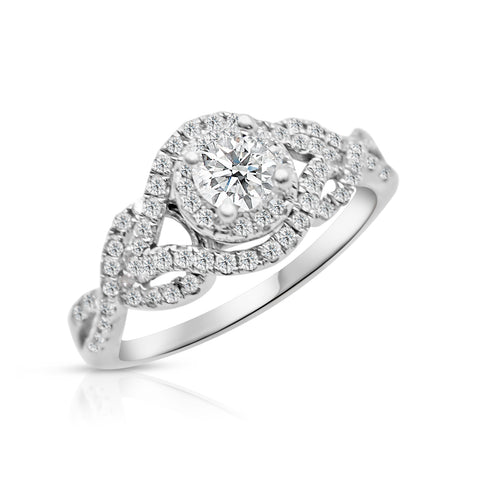 1/2 ct Round Diamond Engagement Ring 1 1/2 ctw Diamond Accents 14K White Gold 8