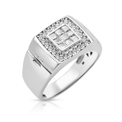 Mens Ring 1 ctw Diamond Accents 10K White Gold 10