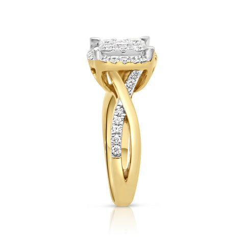 1/4 ct Round Diamond Engagement Ring 1 ctw Diamond Accents 14K Yellow Gold 6