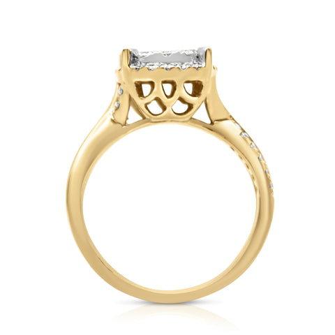 1/4 ct Round Diamond Engagement Ring 1 ctw Diamond Accents 14K Yellow Gold 6