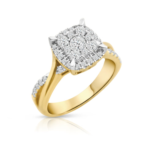 1/4 ct Round Diamond Engagement Ring 1 ctw Diamond Accents 14K Yellow Gold 6