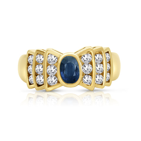 1/2 ct Sapphire Fashion Ring 1/2 ctw Diamond Accents 14K Yellow Gold 6.75