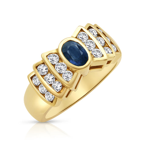 1/2 ct Sapphire Fashion Ring 1/2 ctw Diamond Accents 14K Yellow Gold 6.75