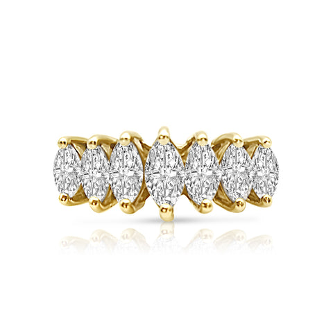 Marquise Diamond Fashion Ring 1 1/2 ctw Diamond Accents 14K Yellow Gold 6.5