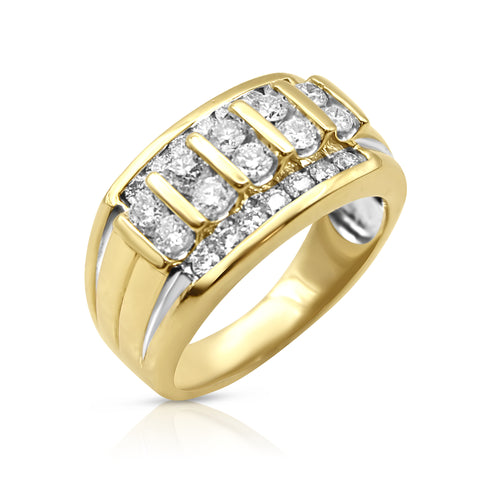 Mens Diamond Ring 2 ctw Diamond Accents 14K Yellow Gold 10.25