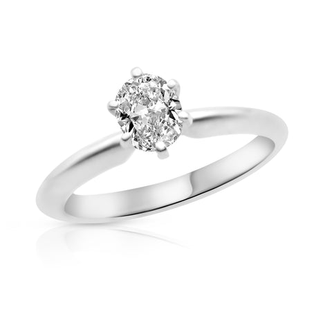 1/2 ct Diamond Engagement Ring 14K White Gold 4.75