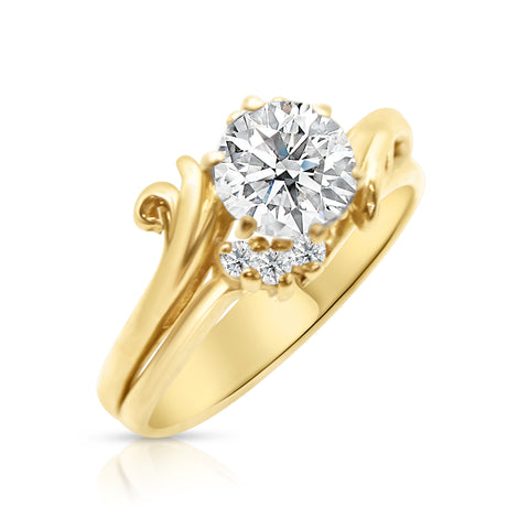 1 1/20 ct Diamond Engagement Ring 1 1/4 ctw Diamond Accents 14K Yellow Gold 5.5