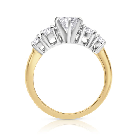 3/4 ct Diamond Engagement Ring 1 1/2 ctw Diamond Accents 14K Yellow Gold 5.5