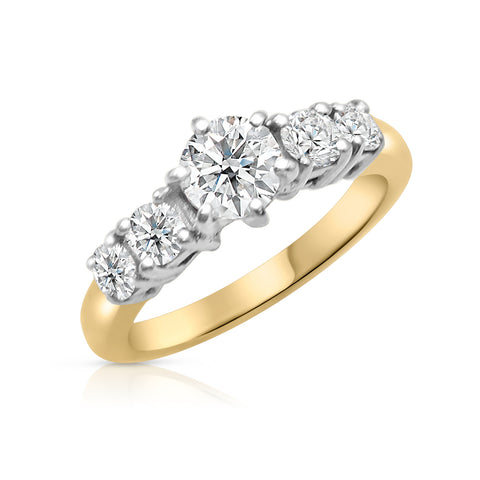 3/4 ct Diamond Engagement Ring 1 1/2 ctw Diamond Accents 14K Yellow Gold 5.5