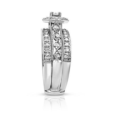 1.0 ctw Diamond Bridal Set 1/4 ct Princess-cut Center Stone Diamond 14K White Gold Ring Insert and 10K White Gold Band  6.5