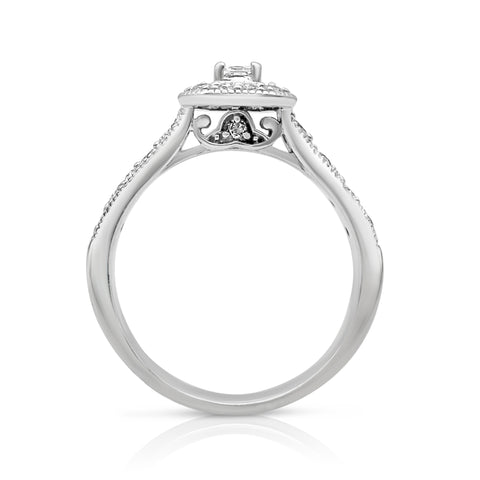 1.0 ctw Diamond Bridal Set 1/4 ct Princess-cut Center Stone Diamond 14K White Gold Ring Insert and 10K White Gold Band  6.5