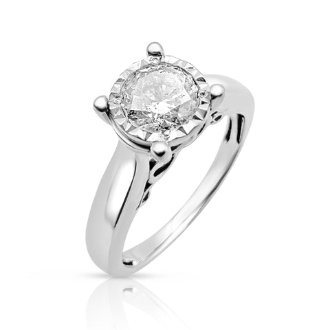 1/2 ct Round-Cut Diamond Engagement Ring 10K White Gold 5.75