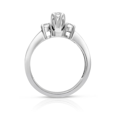 1/2 ctw Diamond Engagement Ring 1/5 ct Round-Cut Center Stone Diamond 14K White Gold 5.75