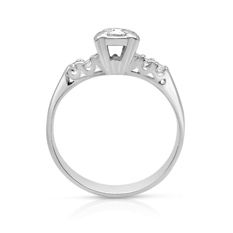 1/2 ctw Diamond Engagement Ring  0.45 ct Round-Cut Center Stone Diamond 14K White Gold 8.75