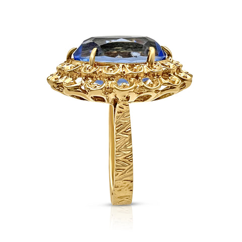 5.0 Ct Blue CZ Fashion Ring 22K Yellow Gold 5.25