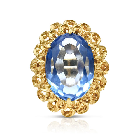 5.0 Ct Blue CZ Fashion Ring 22K Yellow Gold 5.25